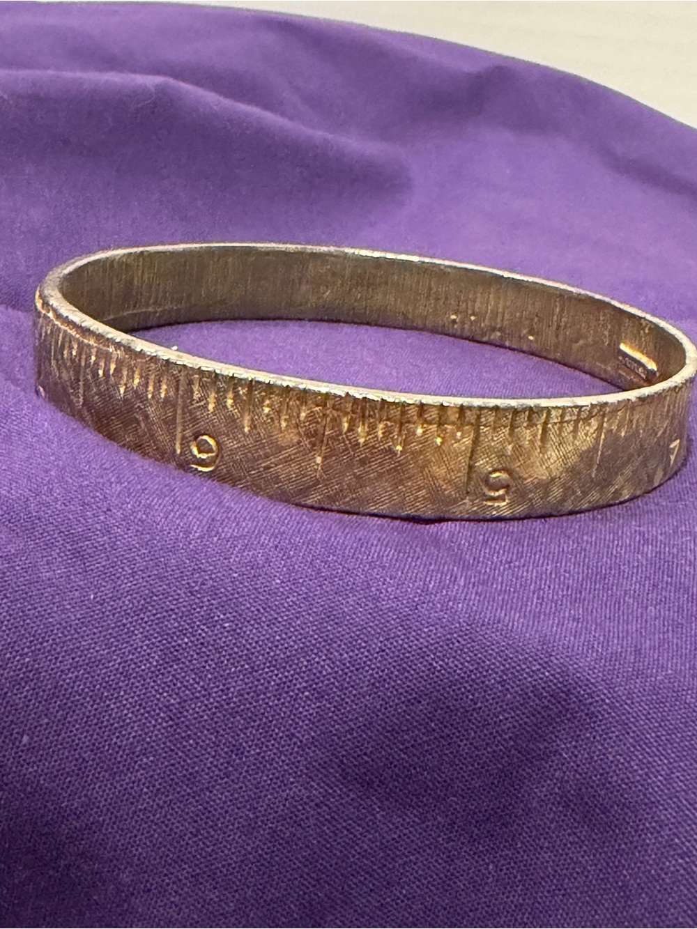 Vintage Signed Castlecliff Gold-Tone Tape Measure Cuff Bracelet 2.5”